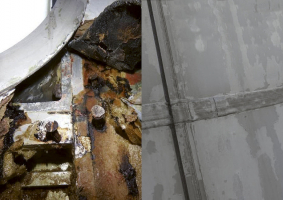 Hliníkový plášť je na pokraji životnosti: degradace vlivem kondenzace, degradovaná tepelná izolace, elektrochemická koroze. Hliníkový plášť bude kompletně vyměněn s novými parametry