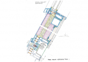Obvodový plášť v patrech s hotelovými pokoji – návrh; vertikální řez