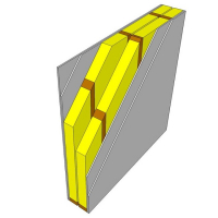 Obr. 2: C - stěna s dřevěnou rámovou konstrukcí 