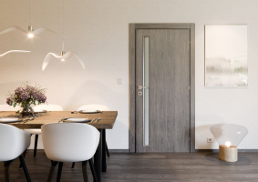 Dveře UNICO 21, povrch SOLO MATRIX - RIMINI, sklo SATINATO