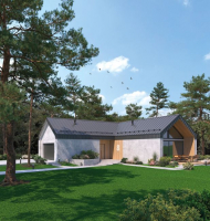 Střešní krytina Ruukki Classic Design a skrytý okapní systém Siba Modern