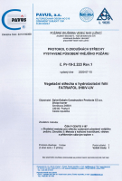 Protokol o zkouškách střechy vystavené působení vnějšího požáru