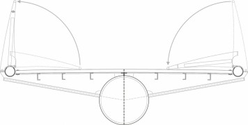 Schéma sklopení zábradlí při povodni