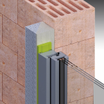 Předsazení 90 mm. Tento systém je tvořen tříhranným nosným profilem s tupými hranami a izolačním klínem. Profily jsou zafixovány vůči podkladu pomocí vysokopevnostního lepidla.