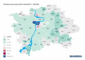 Průměrná cena nových bytů v Praze Kč/m2 - Q2/2021