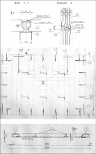 Obr. 11: Detail spoje výztuže svařením + půdorys a řez vyztužení panelu z C16/20