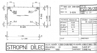 Obr. 6: Katalogový list stropního panelu montážní značky 2 – 026 a 2 – 226 (se statickými údaji pro srovnání rozdílů únosnosti)