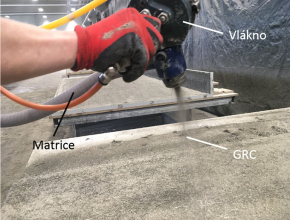 Proces výroby sklovláknobetonu stříkáním