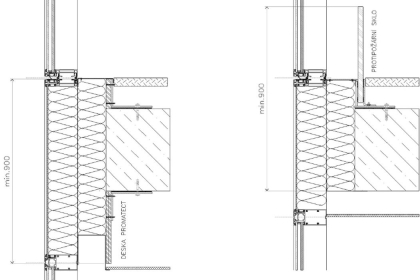 Požární parapet tvořený lehkou konstrukcí