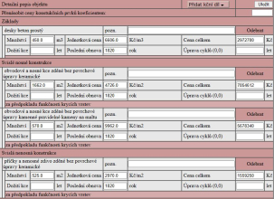 Ukázka z webového rozhraní aplikace Monurev