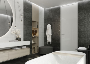 Tyčky z dětské hry mikádo možná připomene dekor nových obkládaček ze série Extra