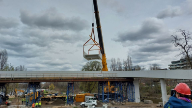 Štvanická lávka - foto: Skanska a.s., autoři lávky: Petr Tej, Marek Blank, Jan Mourek, Vít Najvárek