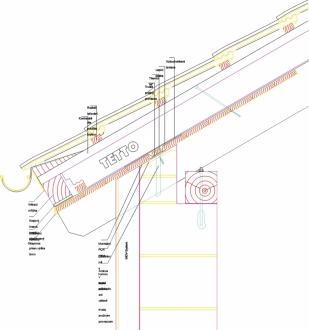 Obr. 11: Thermo – TETTO – detail ukončení střechy u okapu