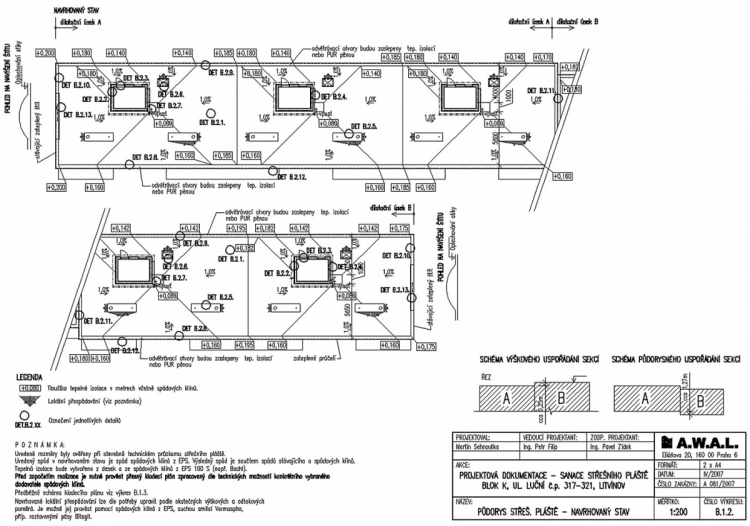 Obr. 2a: Příklad půdorysu plochého střešního pláště