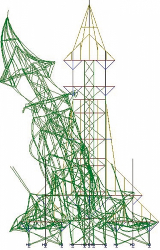 Obr. 7b: Statická schéma 3D modelu Májky