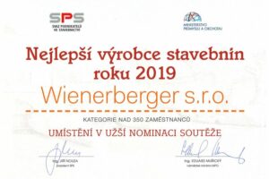 Wienerberger vítězem v soutěži Nejlepší výrobce stavebnin roku 2019
