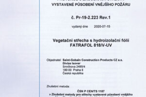 Vegetační extenzivní střecha s certifikací BROOF (t3)