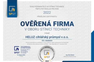 HELUZ opět s certifikátem Ověřená firma v oboru stínicí techniky