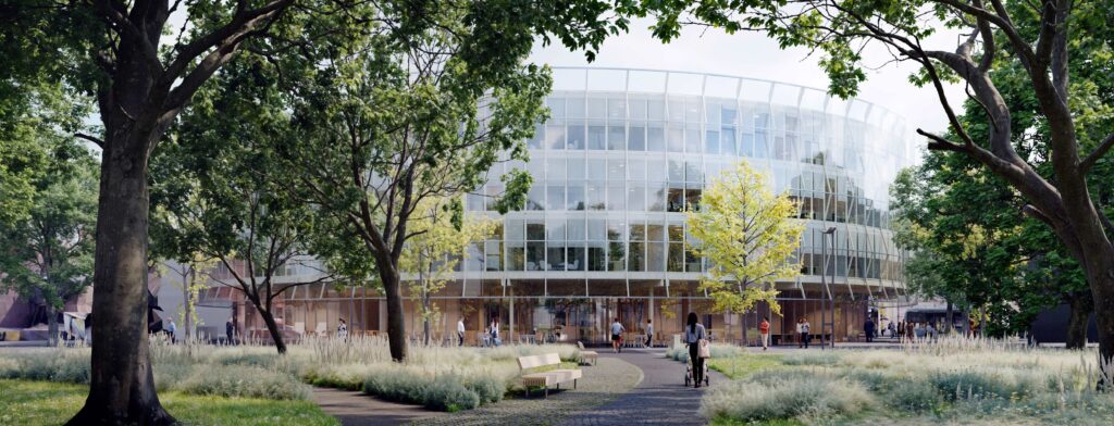 Pohled na vstup do budovy směrem z Masarykova náměstí.